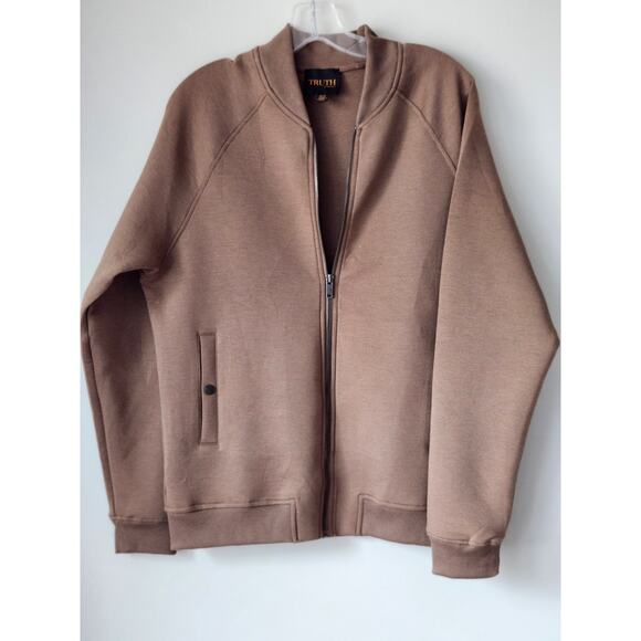 Truth by Republic Scuba Jacket Womens Brown Full Zip Casual Size Medium A0130 - Picture 1 of 7